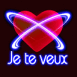 Coeur "Je te veux" et anneaux non bleu