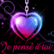 Coeur brillant pendentif "Je pense  toi"