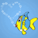 Poisson faisant un coeur avec des bulles