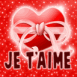 Coeur cadeau avec des rubans "Je t'aime"